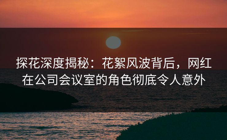 探花深度揭秘：花絮风波背后，网红在公司会议室的角色彻底令人意外
